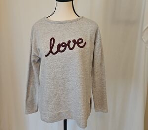 LOFT Heather Gray Sweatshirt with Burgandy Lettering Detail, Size XS